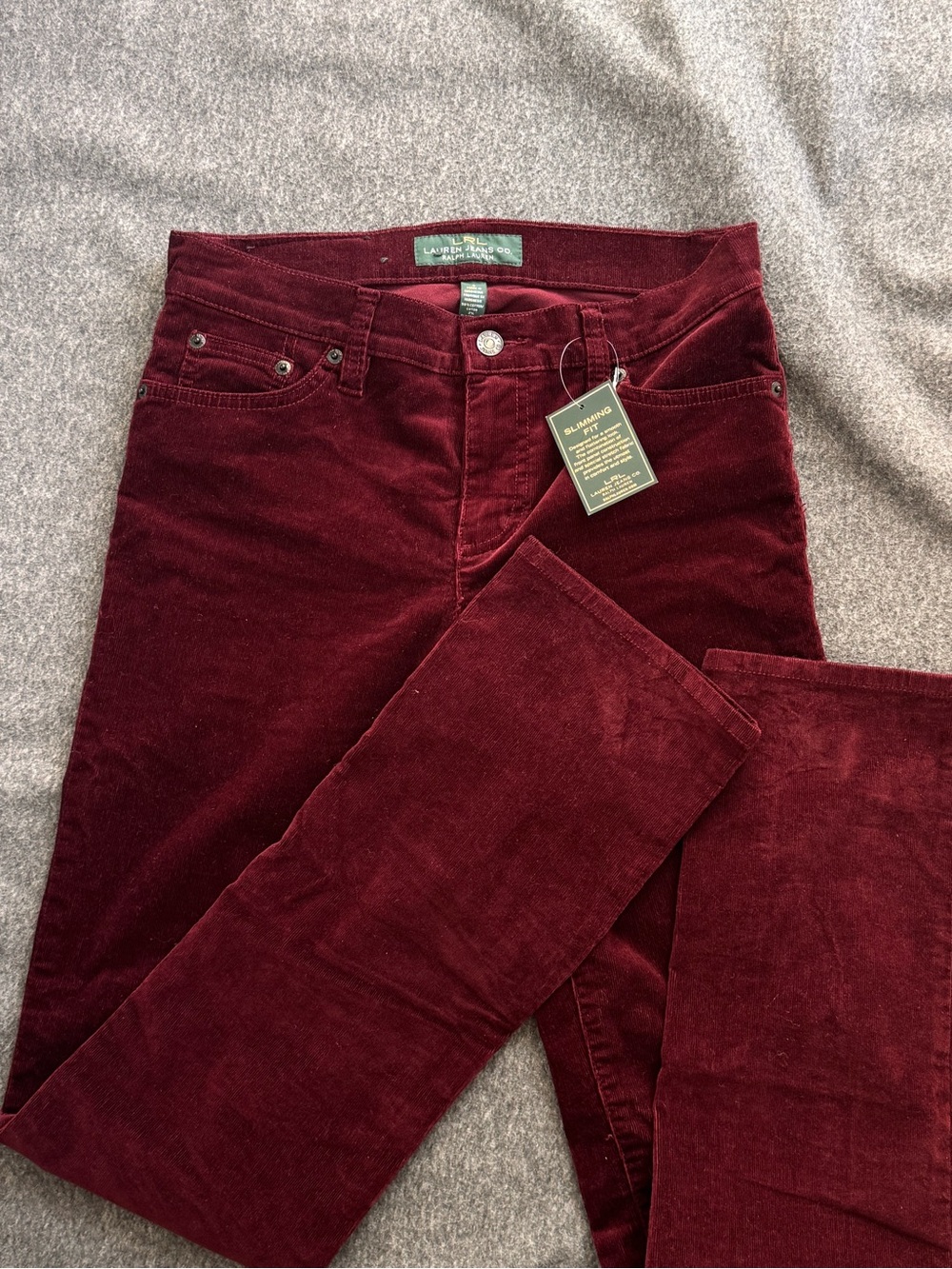 Ralph Lauren Women's Wine Red Corduroy Classic Straight Jeans